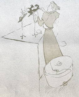 Henri de Toulouse-Lautrec, La Modiste, TLautrec, Philadelphia Museum of Art, Limited Edition: Lithograph and stencil on v&#233;lin paper. Unsigned and unnumbered. Paper Size: 17 x 13 inches. Excellent condition. Notes: From the folio, TLautrec, A Portfolio Of Twelve Reproductions of Lithograph