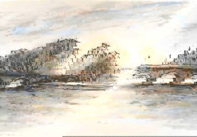 Aimé Daniel Steinlen, Le Pont-Neuf, Au Temps de Paris Seine, Limited Edition Lithograph