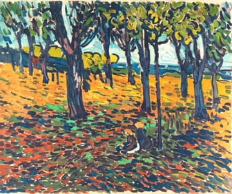Maurice de Vlaminck, Chataigneraie à Chatou, Avec Personnages, Fauves, Collection Pierre Lé