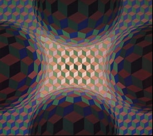 Victor Vasarely, Composition, Hexagone, Limited Edition Héliogravure