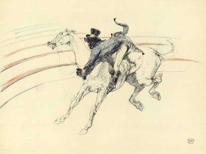 Henri de Toulouse-Lautrec, Chocolat, scene, The Circus by Toulouse-Lautrec, Limited Edition: Lithograph on vélin paper. Unsigned and unnumbered. Paper Size: 12.125 x 9.25 inches. Excellent condition. Notes: From the album, The Circus by Toulouse-Lautrec, 1952. Published the Paris Book Ce