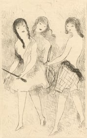 Marie Laurencin, Trois jeunes filles jouant à l'arc, Dix filles dans un pré, Limited
