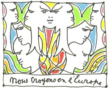 Jean Cocteau, Composition, Nous croyons en l'Europe, Limited Edition Silkscreen