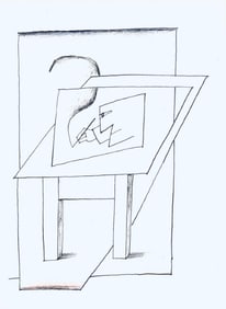 Saul Steinberg, Composition, Derrière le miroir, Limited Edition Lithograph