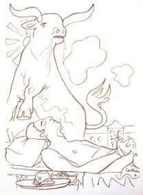 Jean Cocteau, Composition, Taureaux, Limited Edition Lithograph