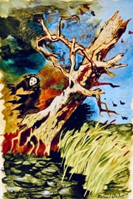 Roldán Oudot, El roble y la caña, Vingt fables de La fontaine, Limited Edition Woodcut