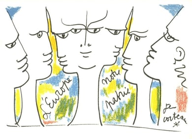 Jean Cocteau, Composition, Nous croyons en l'Europe, Limited Edition Silkscreen