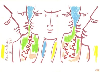 Jean Cocteau, Composition, Nous croyons en l'Europe, Limited Edition Silkscreen