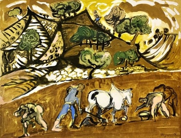 Édouard Pignon, Composition, Arbres et Voiles, Limited Edition Lithograph