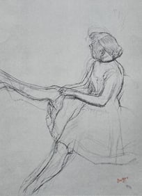 Edgar Degas, Seated dancer, removing her slipper, Ten Ballet Sketches, Limited Edition Lithograph