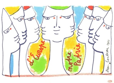 Jean Cocteau, Composition, Nous croyons en l'Europe, Limited Edition Silkscreen