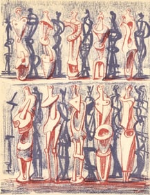 Henry Moore, Red and Blue Standing Figures (Cramer 36), XXe siècle, Limited Edition Lithograph