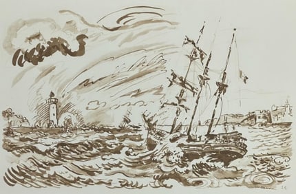 Paul Signac, Le trois-mâts au plein, Signac Dessins, Limited Edition Lithograph