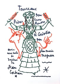 Jean Cocteau, Composition, Taureaux, Limited Edition Lithograph