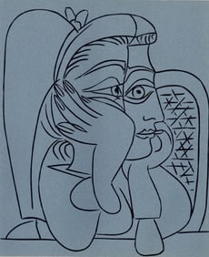 Pablo Picasso, Jacqueline Leaning on Her Elbows (Orozco 214), Grabados al linóleo, Limited