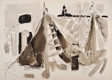 Édouard Pignon, Composition, Arbres et Voiles, Limited Edition Lithograph