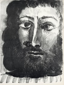 Pablo Picasso, Visage d'homme barbu à épaisse (Cramer No. 84), 40 dessins de Picasso en