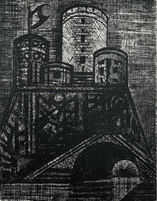 Marcel Gromaire, Le Donjon De Dunsinane, Scène XX, Shakespeare, Macbeth, Eaux-fortes de