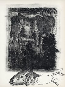 Pablo Picasso, Anes, sur une planche gravée (Cramer No. 84), 40 dessins de Picasso en marge du