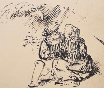 Rembrandt van Rijn, Judah and Tamar, Drawings from the Bible, Limited Edition Collotype