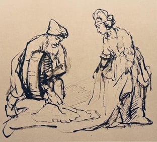 Rembrandt van Rijn, Boaz Pouring Out Barley for Ruth, Limited Edition Collotype