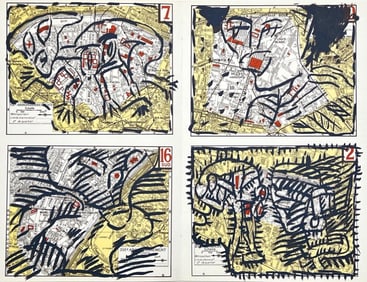 Pierre Alechinsky, Composition, Hommage à Aimé et Marguerite Maeght, Derrière le