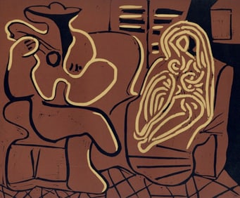 Pablo Picasso, The Aubade with a Reclining Woman (Orozco 214), Grabados al linóleo, Limited