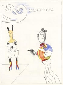 Saul Steinberg, Composition, Derrière le miroir, Limited Edition Lithograph