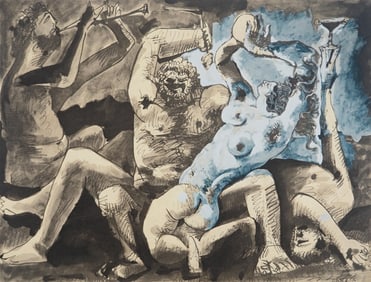 Pablo Picasso, Composition (Orozco 238), Picasso, La flûte double, Limited Edition Lithograph