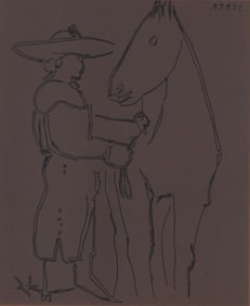 Pablo Picasso, Standing Picador with his Horse (Orozco 214), Grabados al linóleo, Limited