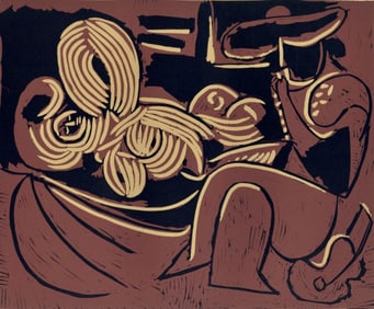 Pablo Picasso, The Aubade with Sleeping Woman (Orozco 214), Grabados al linóleo, Limited
