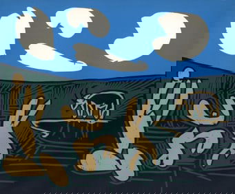 Pablo Picasso, Bacchanal with an Acrobat (Orozco 214), Grabados al linóleo, Limited Edition