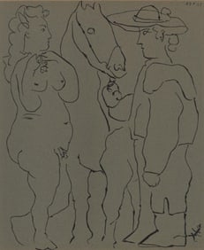 Pablo Picasso, Picador, Woman, and Horse (Orozco 214), Grabados al linóleo, Limited Edition