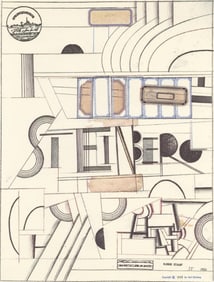 Saul Steinberg, Composition, Derrière le miroir, Limited Edition Lithograph