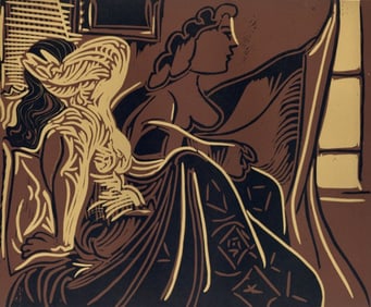 Pablo Picasso, Morning: Two Waking Women (Orozco 214), Grabados al linóleo, Limited Edition