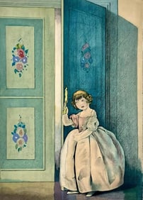 Umberto Brunelleschi, Composition, La Leçon d'amour dans un parc, Limited Edition Lithograph