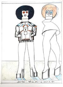 Saul Steinberg, Composition, Derrière le miroir, Limited Edition Lithograph