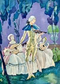 Umberto Brunelleschi, Composition, La Leçon d'amour dans un parc, Limited Edition Lithograph