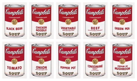 Andy Warhol, Campbell’s Soup, Suite of Ten, Official Edition, Sunday B. Morning, Silkscreens