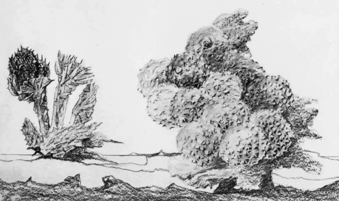 Max Ernst, Composition (Spies/Leppien 222), Histoire Naturelle, Limited Edition Lithograph: Collotype from frottage on vélin paper. Paper size: 12.75 x 19.625 inches. Excellent condition. Unsigned and unnumbered, as issued. Notes: From the album, Max Ernst, Histoire Naturelle, 1972. Pub