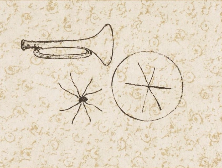 Max Ernst, Composition (Spies/Leppien 218), La Ballade du Soldat, Limited Edition Lithograph: Lithograph on vélin d'Arches paper. Paper size: 21.875 x 15 inches. Excellent condition. Unsigned and unnumbered, as issued. Notes: From the folio, La Ballade du Soldat, 34 Lithographies Original