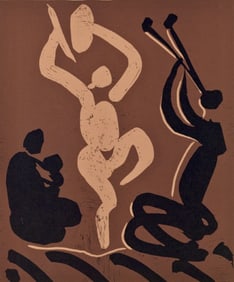 Pablo Picasso, Bacchanal, Seated Woman Holding a Baby (Orozco 214), Grabados al linóleo,
