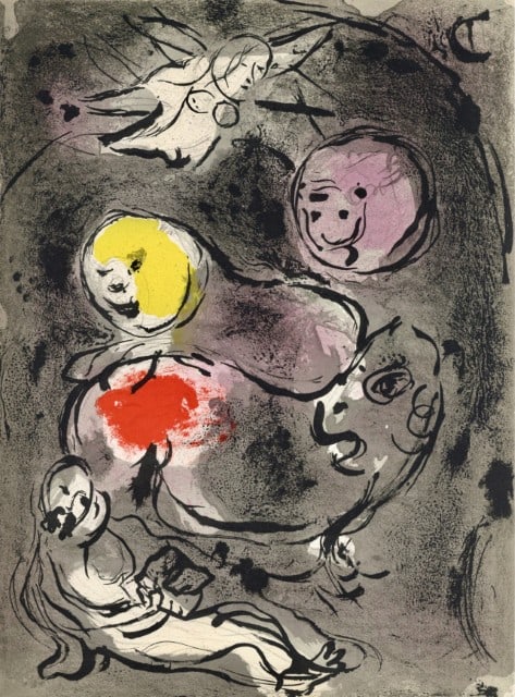 Marc Chagall, Daniel (Mourlot 117-46; Cramer 25), Drawings from the Bible by Marc Chagall, Verve:: Lithograph on vélin des Papeteries du Marais paper. Unsigned and unnumbered. Paper Size: 14 x 10.5 inches. Excellent condition. Notes: From the volume, Drawings from the Bible by Marc Chagall, Ve