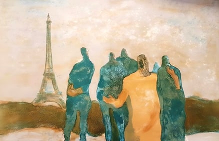 Jacques Van Den Bussche, La Tour Eiffel, Au Temps de Paris Seine, Limited Edition Lithograph
