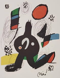 Joan Miró, Composition (Mourlot 1212-1225; Cramer 248), La mélodie acide, Limited Edition: Lithograph on v&#233;lin d&#8217;Arches paper. Paper size: 12.95 x 9.76 inches. Excellent condition. Signed in the plate, as issued. Notes: From the folio, La m&#233;lodie acide, XIV lithographies ori