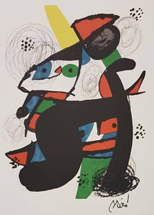 Joan Miró, Composition (Mourlot 1212-1225; Cramer 248), La mélodie acide, Limited Edition: Lithograph on vélin d’Arches paper. Paper size: 12.95 x 9.76 inches. Excellent condition. Signed in the plate, as issued. Notes: From the folio, La mélodie acide, XIV lithographies ori