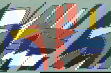 Alberto Magnelli, Composition, XXe siècle, Limited Edition Lithograph: Lithograph on v&#233;lin paper. Paper Size: 12.5 x 19.5 inches. Excellent condition, with centerfold, as issued. Inscription: Unsigned and unnumbered, as issued. Notes: From the volume, XXe Si&#232;cl
