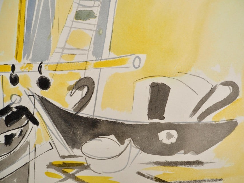 Édouard Pignon, Composition, Arbres et Voiles, Limited Edition Lithograph: Lithograph and stencil on grand Velin d'Arches paper. Paper size: 12.2 x 17.32 inches. Excellent condition. Inscription: signed in the plate and unnumbered, as issued. Notes: from the folio, Édou