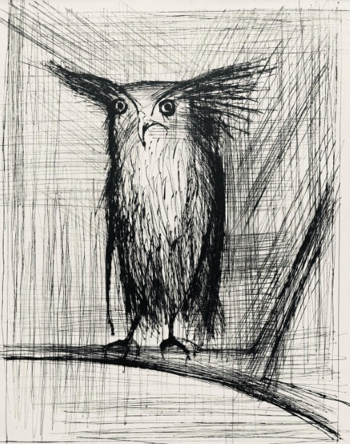 Bernard Buffet, Composition (Reinz 208-222), Voyages Fantastiques, Limited Edition Etching: Drypoint etching on papier de Rives B.F.K. pur fil paper. Paper size: 16.125 x 12.875 inches. Excellent condition. Unsigned and unnumbered, as issued. Notes: From the folio, Voyages fantastiques aux &