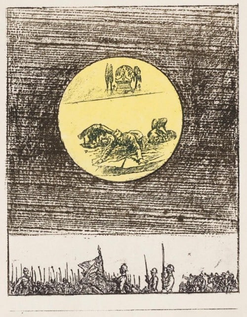 Max Ernst, Composition (Spies/Leppien 218), La Ballade du Soldat, Limited Edition Lithograph: Lithograph on vélin d'Arches paper. Paper size: 21.875 x 15 inches. Excellent condition. Unsigned and unnumbered, as issued. Notes: From the folio, La Ballade du Soldat, 34 Lithographies Original